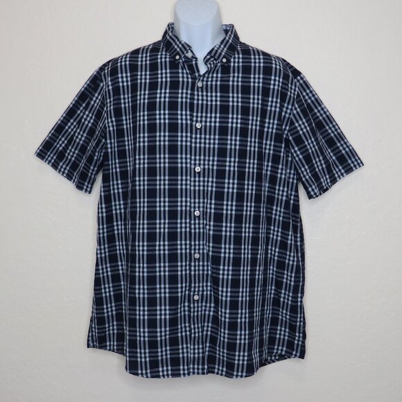Club Room* Men's Short Sleeve Button Down Curved‎ Hem Plaid Shirt~ Size X-Large - Picture 1 of 10